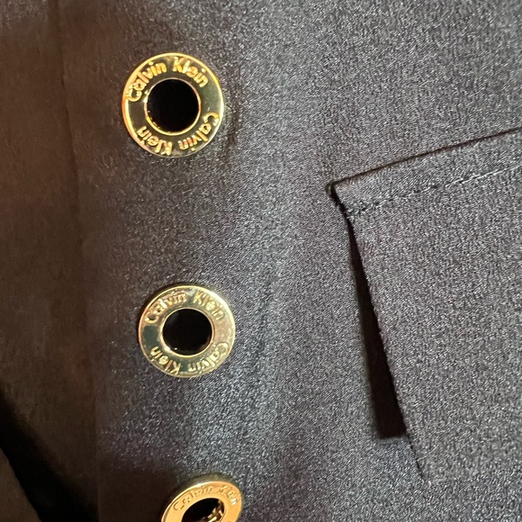 Calvin Klein Black Blouse Dress Shirt Long Sleeved EUC Gold Accent Buttons Sz M - Picture 3 of 11